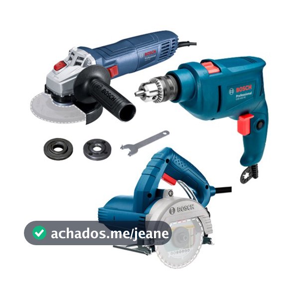 Kit Bosch 127V Serra Mármore GDC 150 + Furadeira Impacto GSB 450 RE + Esmerilhadeira Angular GWS 700