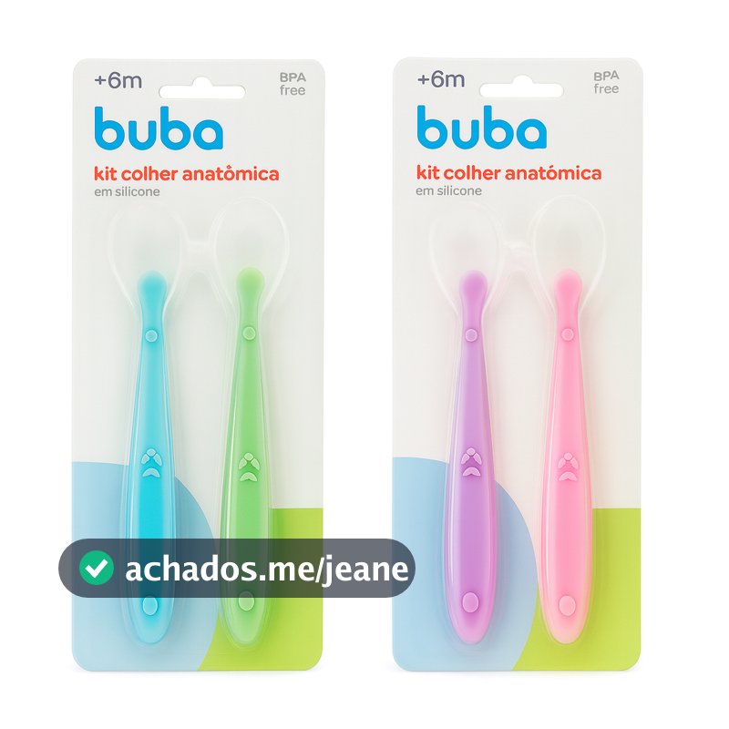 Kit 2 Colheres De Silicone Buba | Colher De Bebê | Introdução Alimentar | Papinha Bebe Talher Lanche