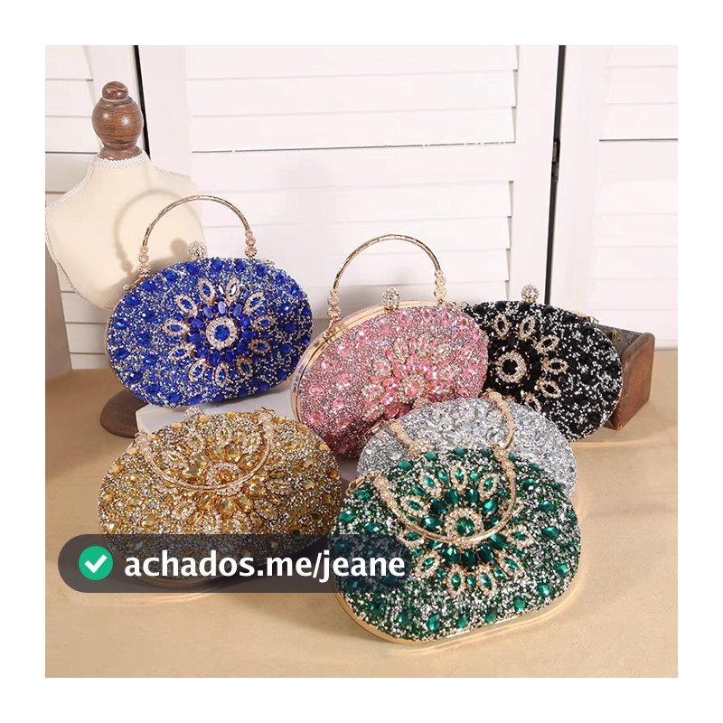 Bolsas Bolsa Clutch de festa de mão colorida diamante com brilho joias minçanga carteira fecho
