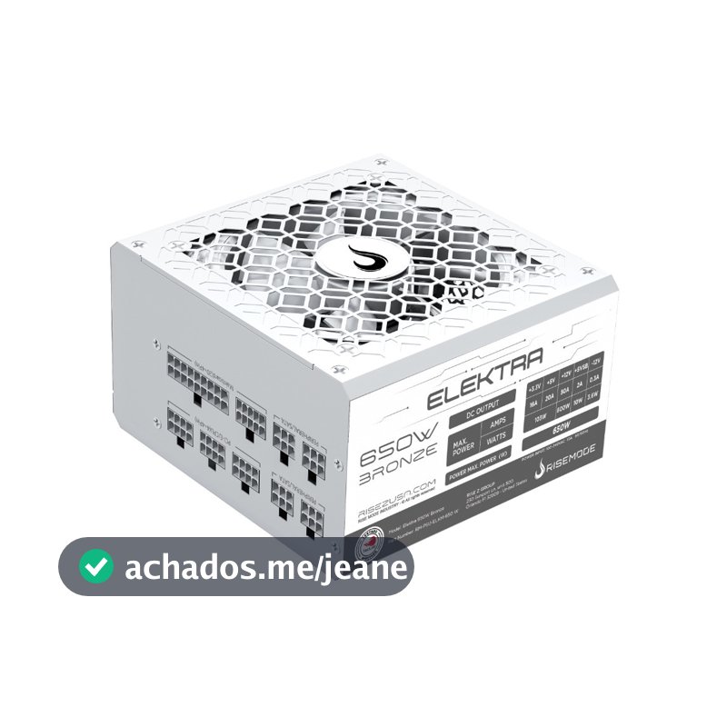 Fonte Gamer Rise Mode Elektra 650W 80 Plus Bronze PFC Ativo Full Modular - RM-PSU-ELKM-650-W