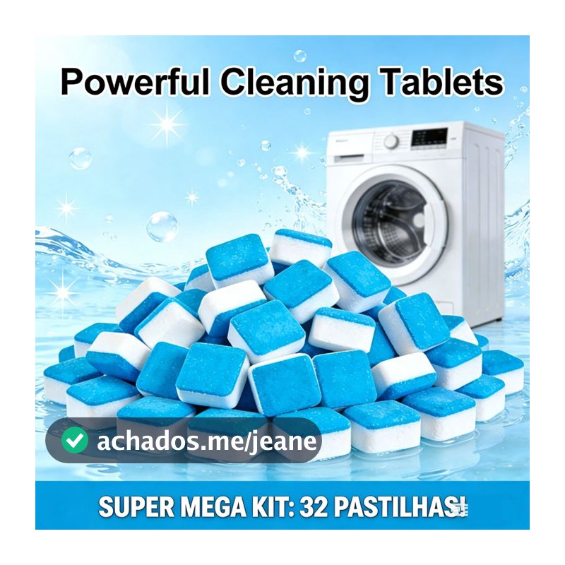 Kit 32 Pastilhas Limpeza Profunda Máquina De Lavar Tira Odor Higienizador Efervescente