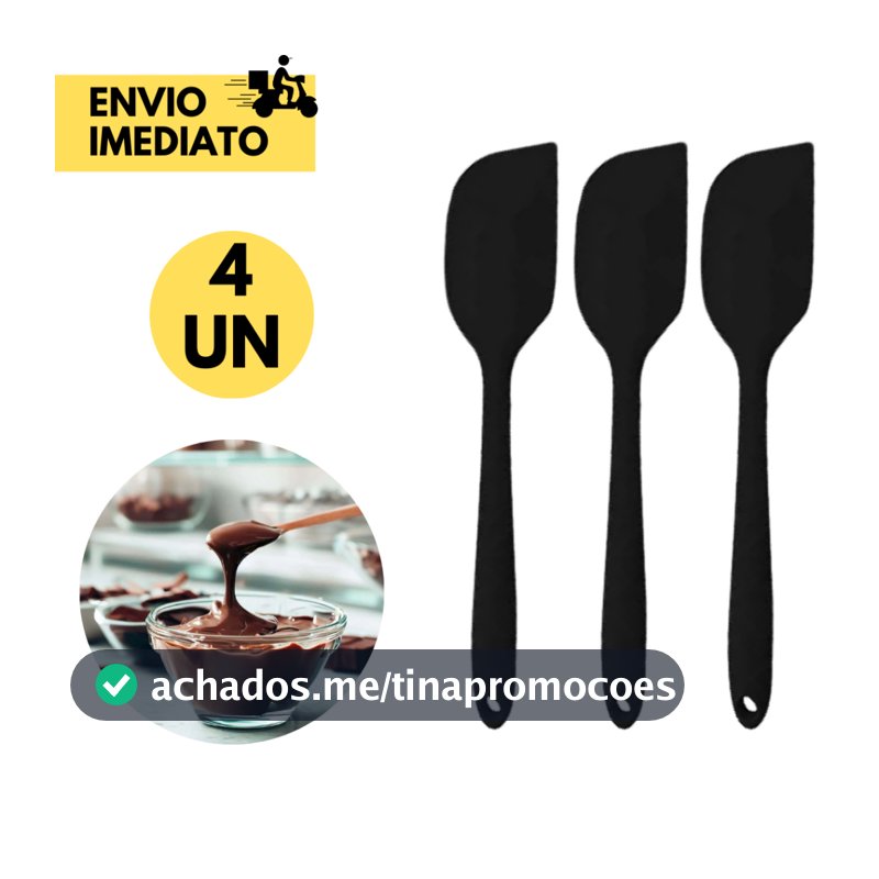 Kit 4 Espátula Pão Duro de Silicone p/ Casa Cozinha Buffet Restaurante Sobremesas Bolos e Chocolate.
