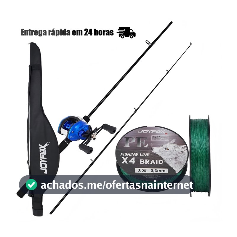 Kit Pesca Esportiva Completo: Vara 1,65m + Carretilha 17+1 Rolamentos Drag 8kg + Linha Multifilamento 100m + Bolsa