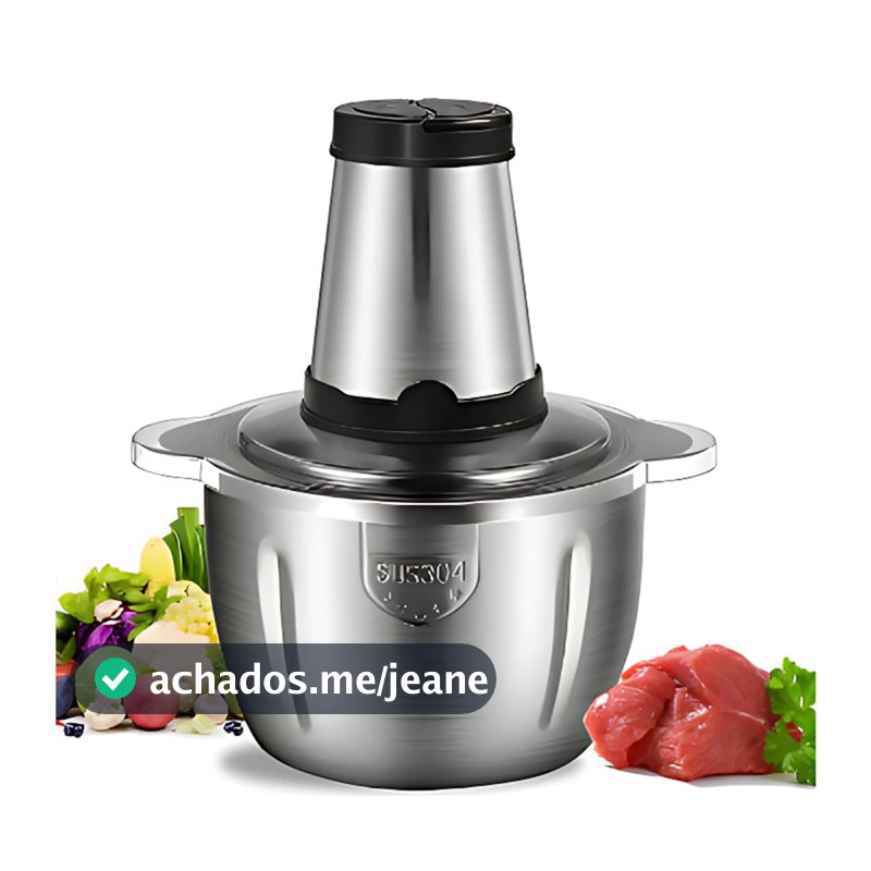 Moedor 110v/220V Elétrico Triturador 2L Potente Carne Picador Legumes Inox Pronta Entrega