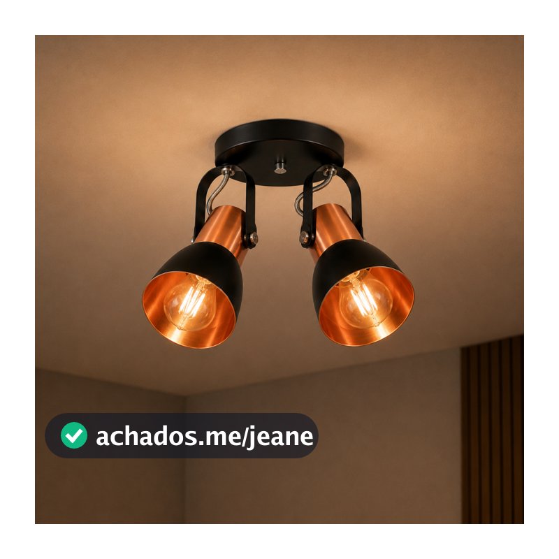 Luminária De Teto Spot Cone 2 Lâmpadas para sala salão cozinha quarto banheiro e comercio