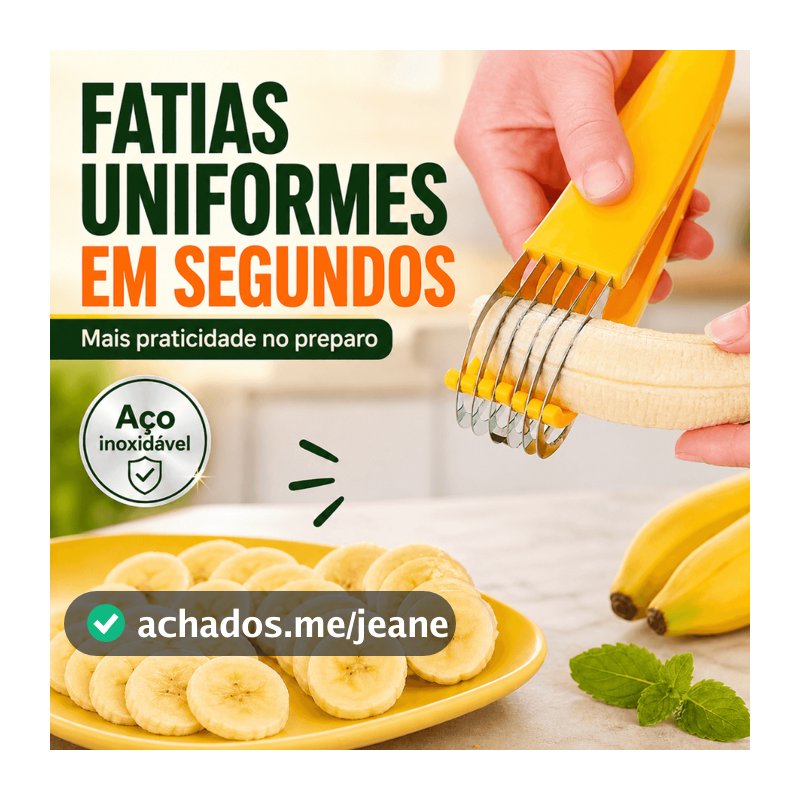 Fatiador de Banana para Preparar Frutas, Pepinos e Salsichas em Rodelas para Receitas e Lanches