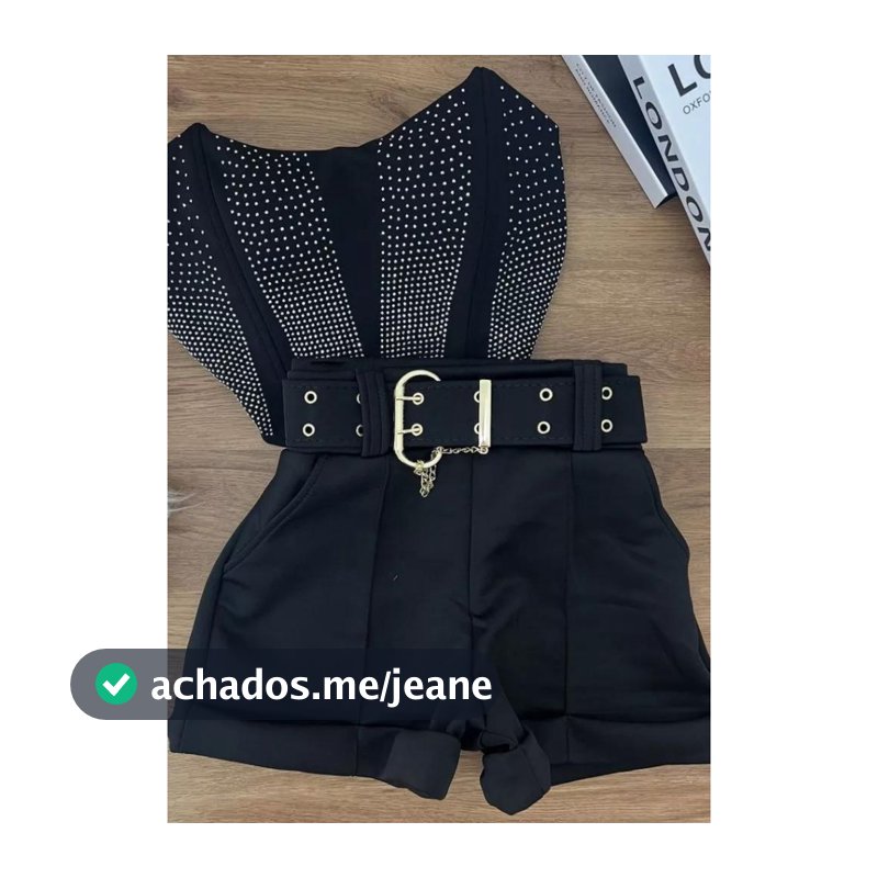 Conjunto Cropped corset e Short apricação strass com zipe