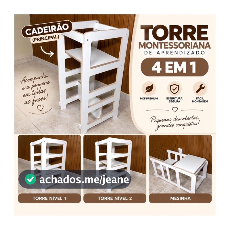 torre de aprendizagem motessoriana 4 em 1