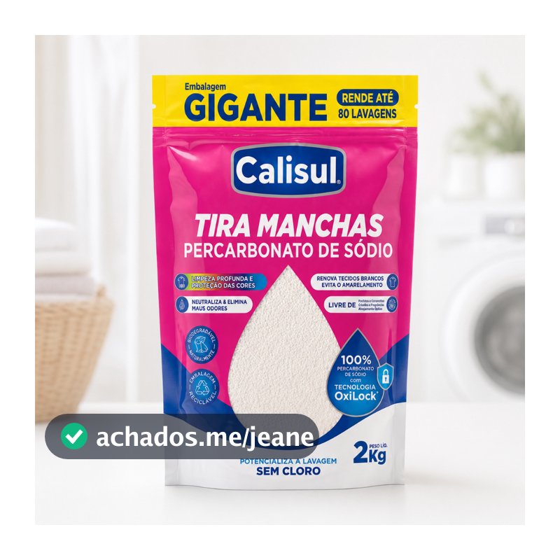 Percarbonato de Sódio Calisul 2kg Puro Granulado Removedor de Manchas para Roupas Brancas e Coloridas