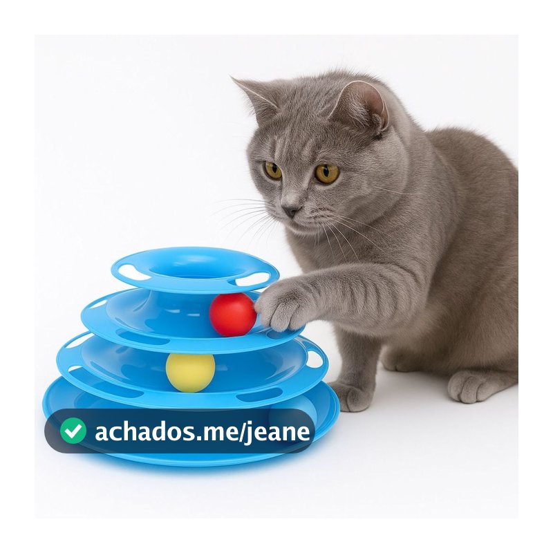Torre de Bolinha Brinquedo Interativo para Gato Gatos Pet 3 Bola Níveis Divertido