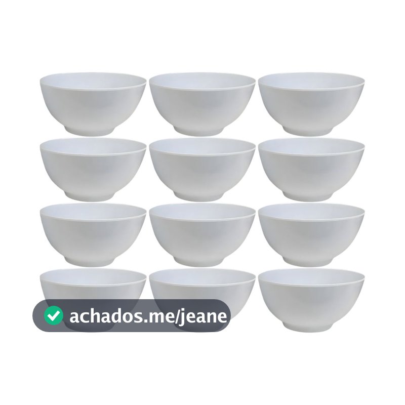 Jogo Minitigela Melamine Branca 12 Peça 12,5x6,2cm Para Sopa Kit 12 Bowl Cumbuca Pote Sobremesa Yazi