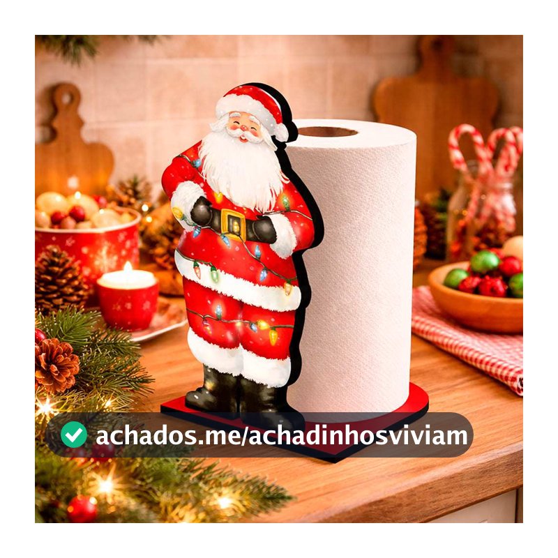 Decoração De natal - Rolo Papai Noel - 13x23.5x14cm