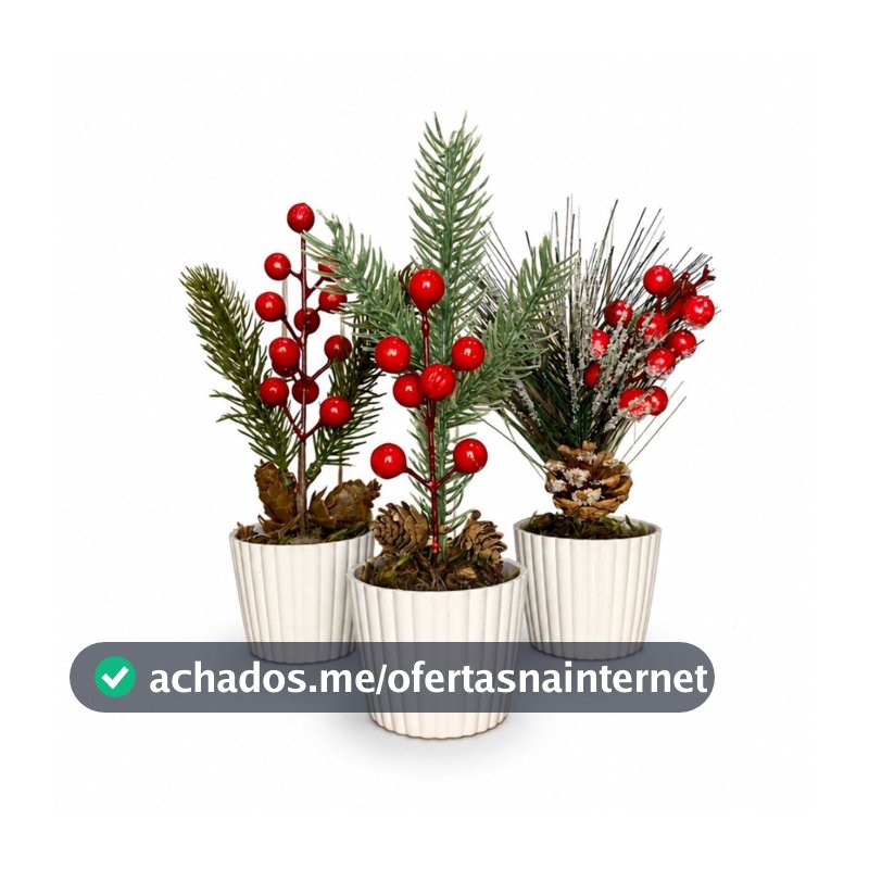 Kit 3 Enfeites De Natal Arranjos Natalinos Vasos Decoração