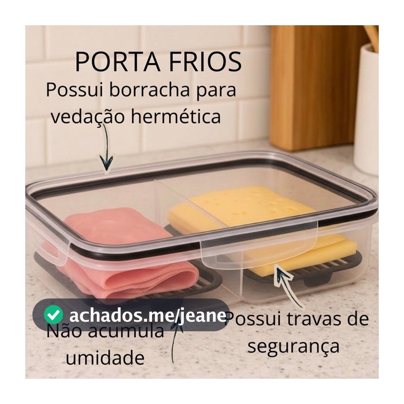 Porta Frios Duplo Preto para Presunto e Queijo Com Fundo Removível Para Conservar e Organizar a Geladeira Hermetico