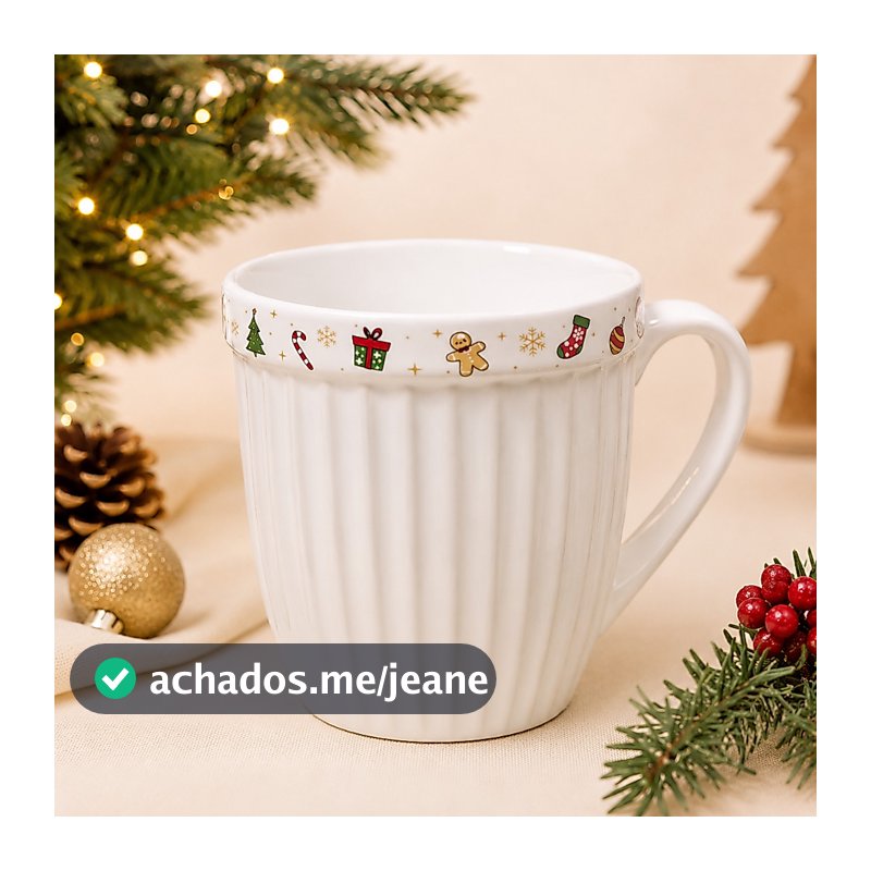 Caneca Itália Natal Cerâmica 390ml Feliz Natal Presente