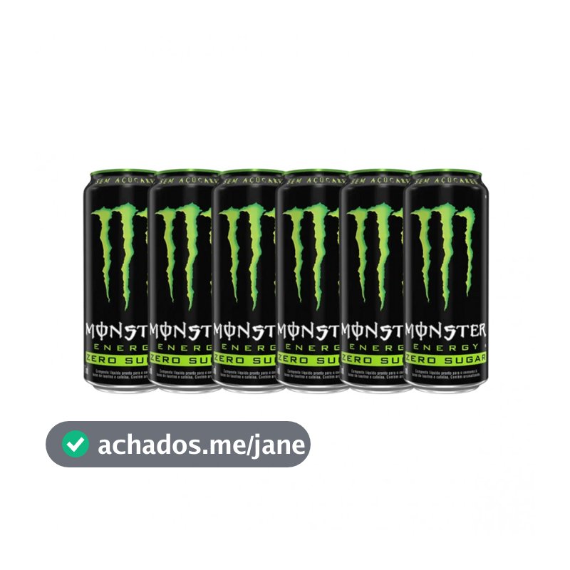 Kit com 6 Energético Zero Açúcar Monster 473ml