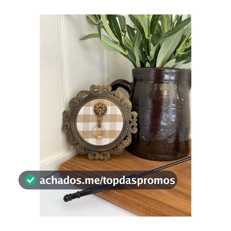 Porta Alianças Decorativo Farmhouse Vintage 12x12 cm | Quadrinho com Gancho