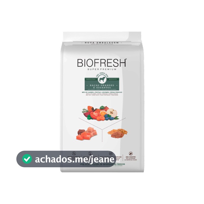 Ração Biofresh Caes Adultos raças Grandes e Gigantes Carne 15kg