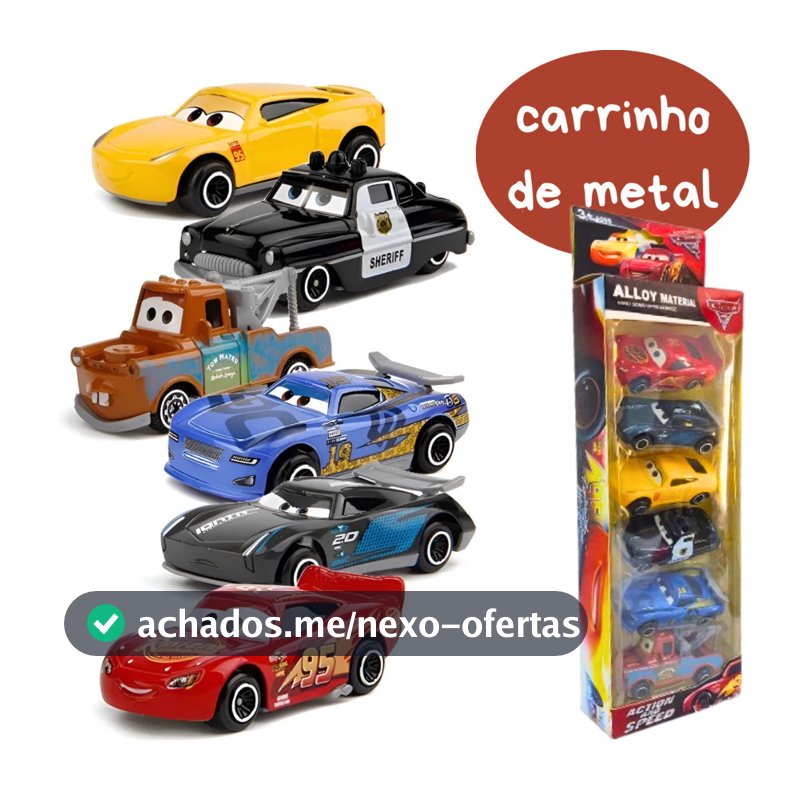 Kit 6 Carrinhos Relampago MCqueen De Metal Carrinhos de Ferro Resistente Miniatura Coleção