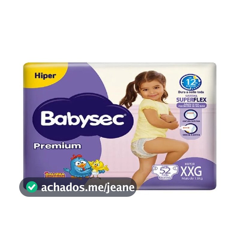 Fralda Babysec Premium Hiper XXG 52 Unidades