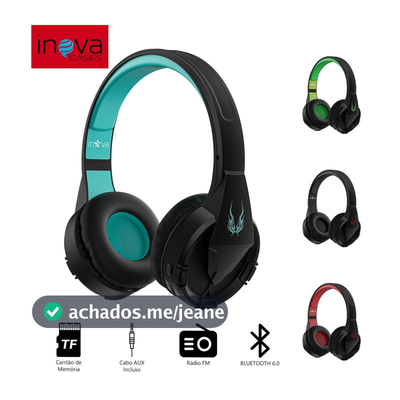Inova Fone de ouvido Headphone Bluetooth 6.0 para jogos Cartão De Memória AUX FM Bateria de Longa Duração Fone Corrida