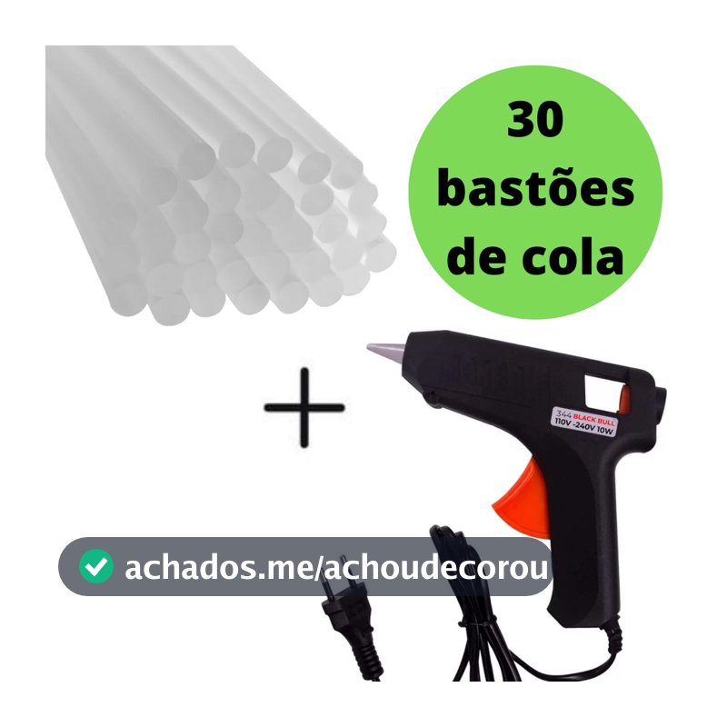 Pistola De Cola Quente 10w Bivolt Com 30 Bastões De Cola Revolver (110v e 220v) Profissional