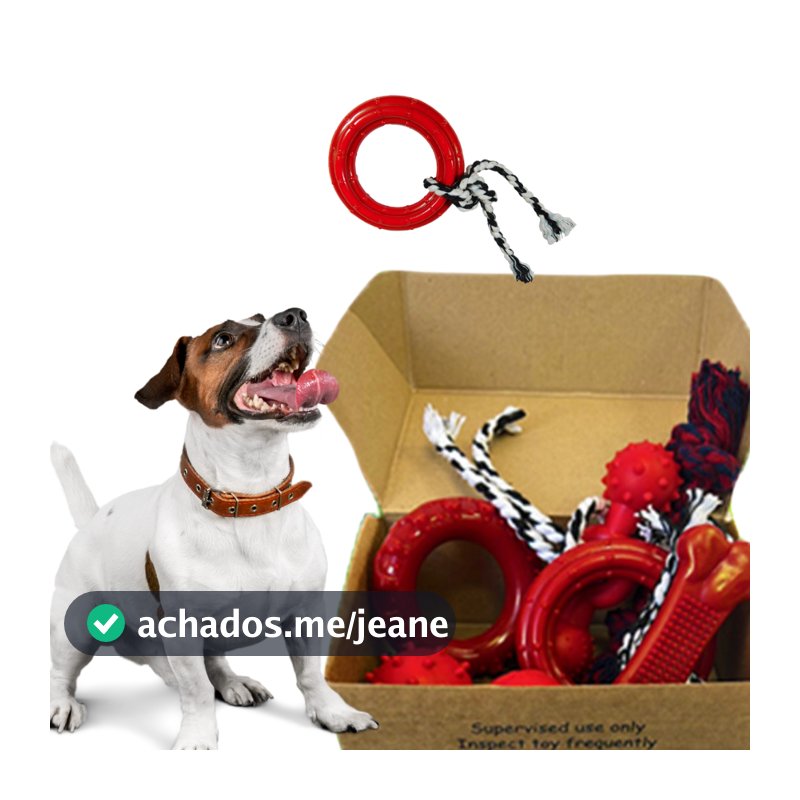 Kit 7 Brinquedos Mordedor Pet Cachorro Filhotes Porte Médio Duratoys Breeds