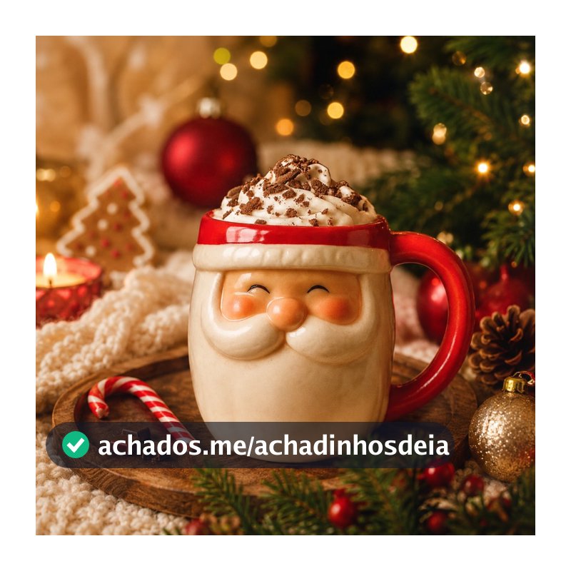 Caneca Natal Papai Noel 330ml Cerâmica Com Alça Presente Natalina Presenteável Decoração