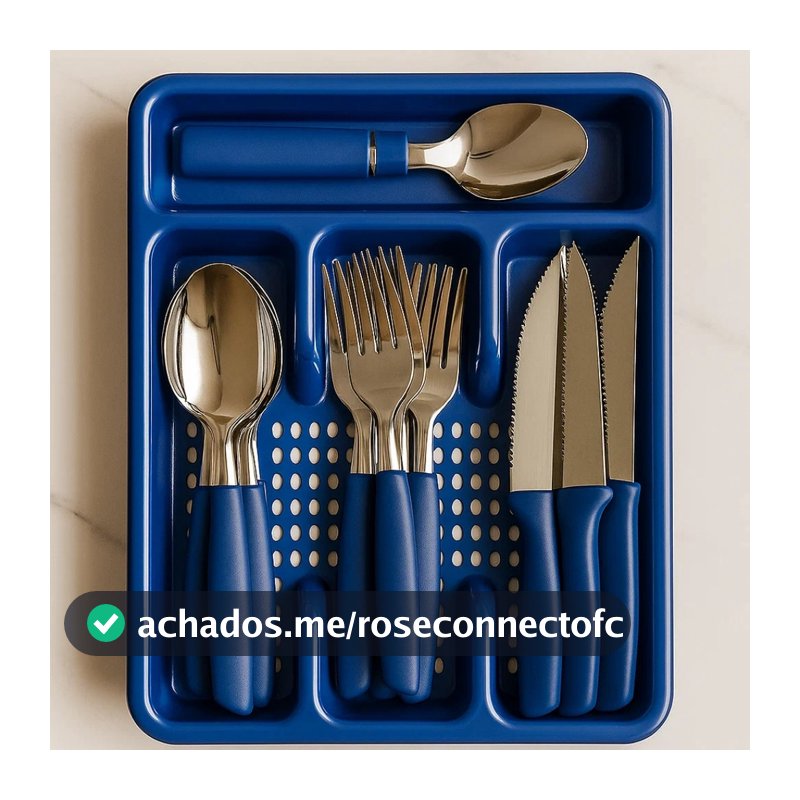 Jogo de Talheres Completo Pecas Com Inox Brinde Suporte Gaveteiro Sortido Talher Premium
