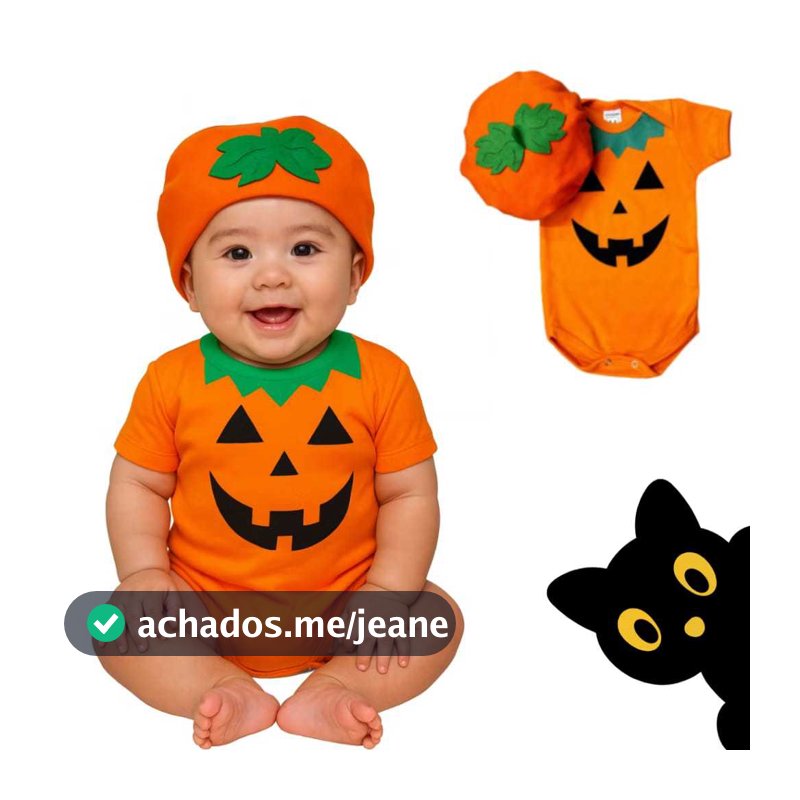 Body Bebe Halloween Abobora Fantasia Temática de Mesversario body + acessório