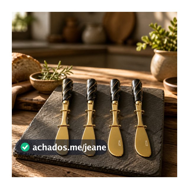Conjunto de Espatulas em Cabo cerâmico com metal dourado