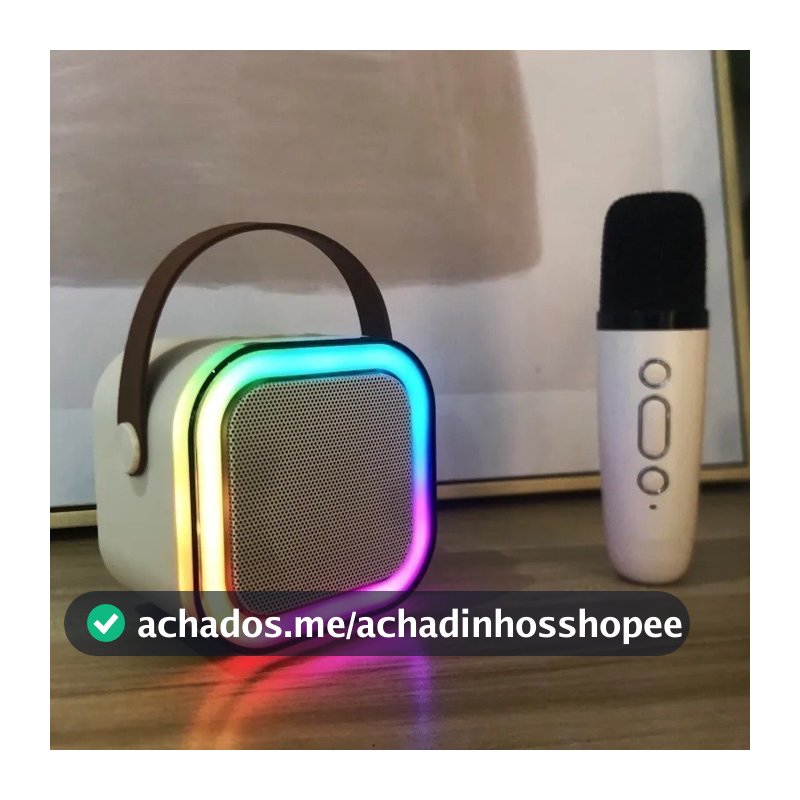 Alto-falante Bluetooth Karaoke com Microfone, Luzes LED e Diversão para Toda a Família