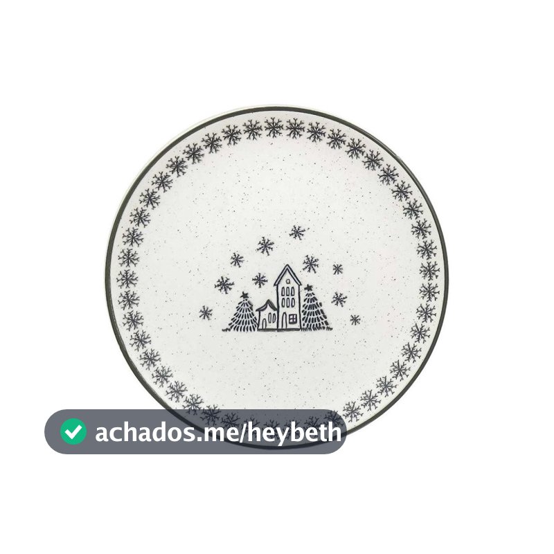 Prato Sobremesa Vilarejo de Natal 20cm Cerâmica Oxford