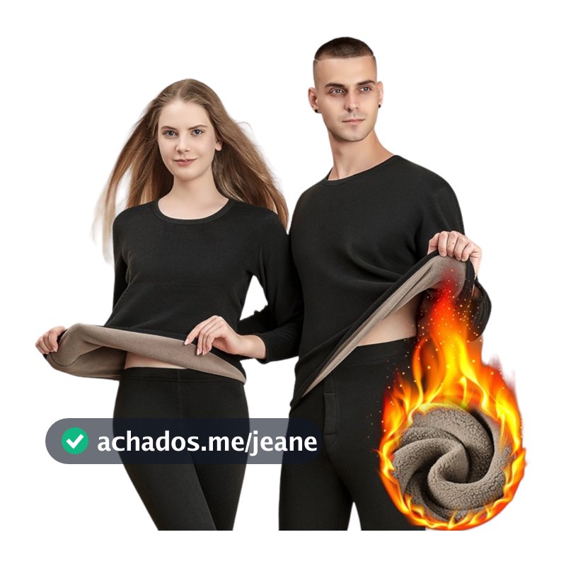 Conjunto Segunda Pele Térmica Flanelado Frio Intenso Preto Proteção Uv+50 Masculino Feminino Unissex