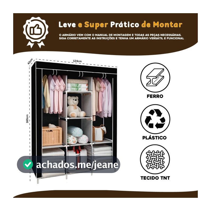 Guarda Roupa Dobrável Organizador De Roupa Armário Grande