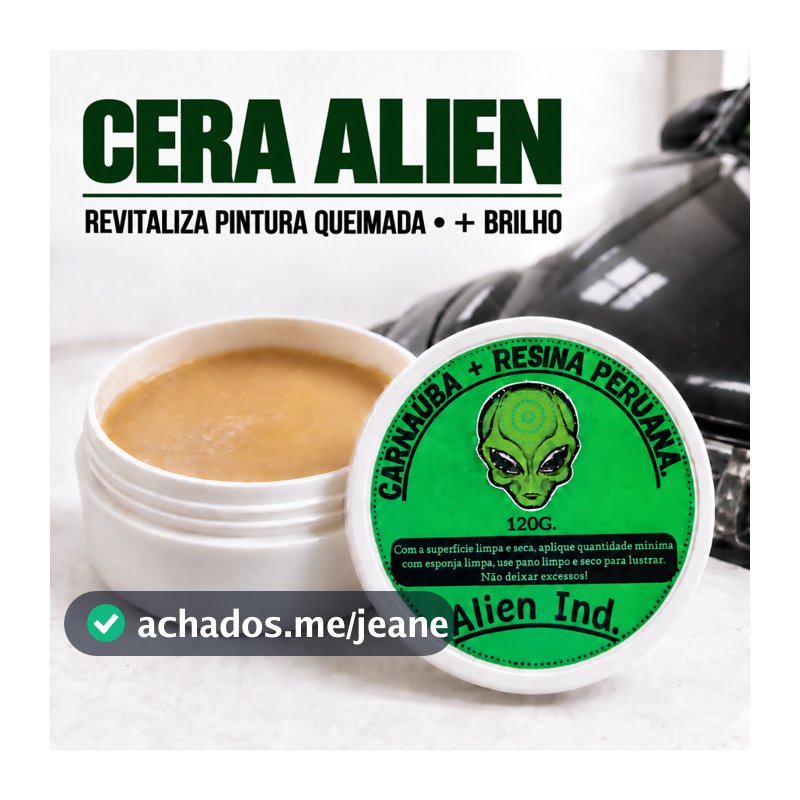 Cera Alien Ind Automotiva 120g Carnaúba Revitaliza Pintura Queimada Brilho e Repele Água