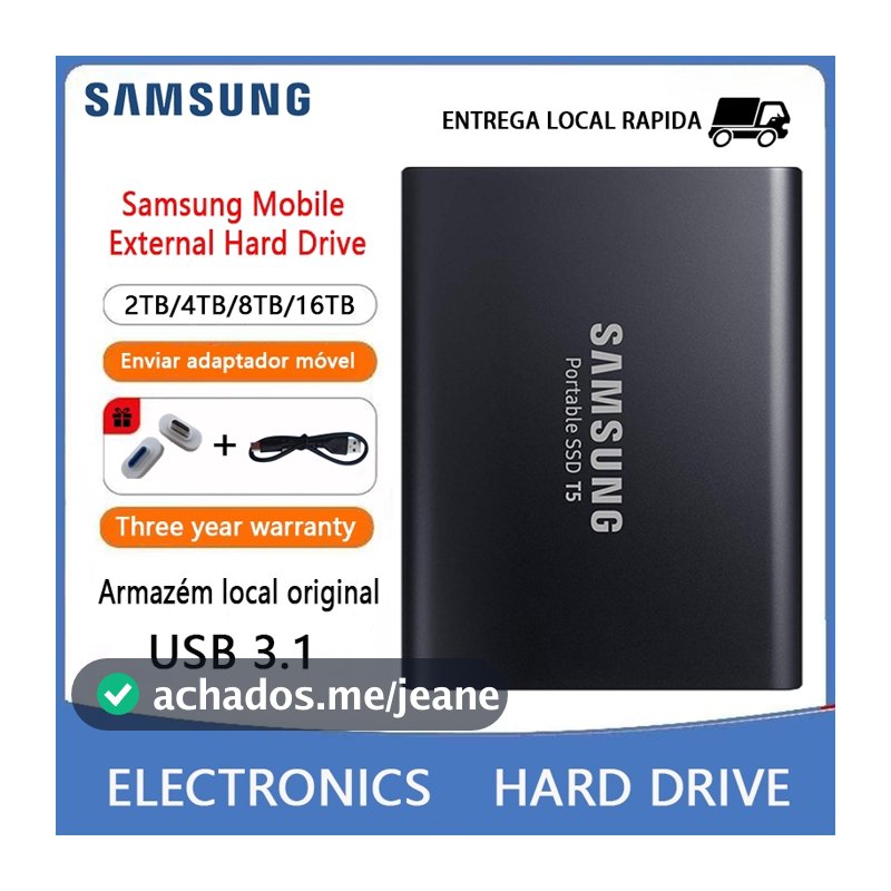 SAMSUNG SSD T5 Hd Externo 2TB/4TB/8TB/16TB Solid State Hard Drive Portable Suitable for Desktop