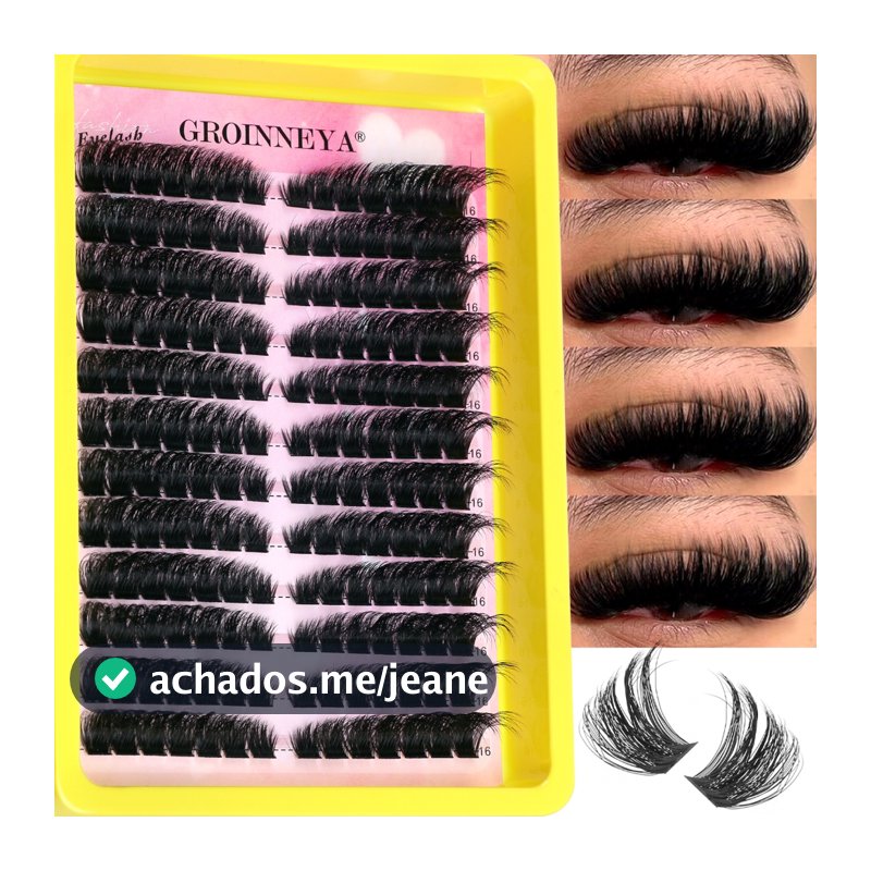GROINNEYA Lash Clusters Volumosos Cílios Finos D-Curl Olho De Gato DIY Cluster Extensão Grossos