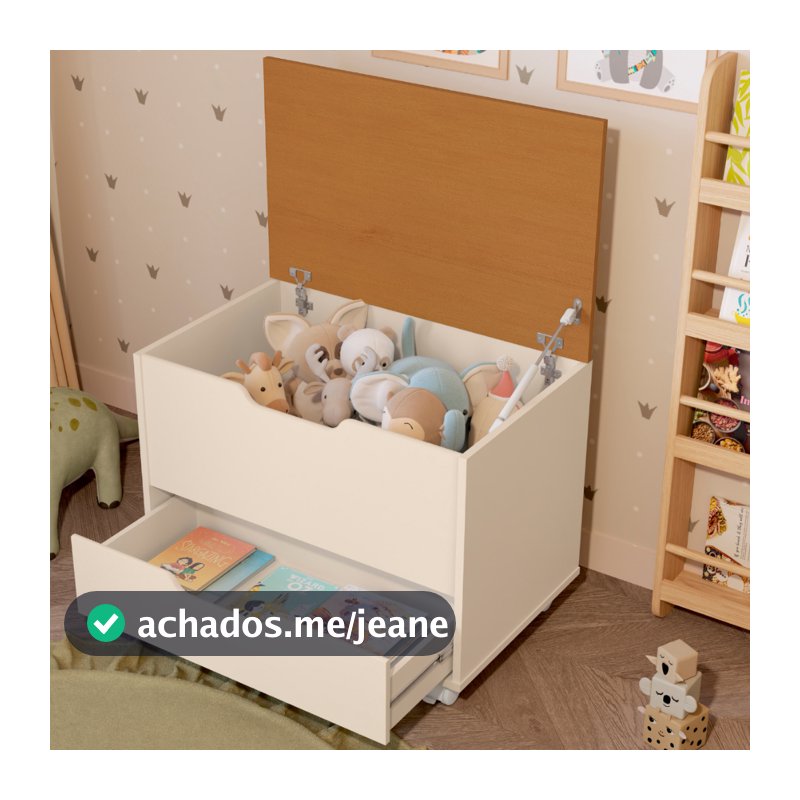 PROMOÇÃO Baú Organizador Infantil e Multiuso com Gaveta para Quarto Criança Seguro Moderno Decorativo Rodízios