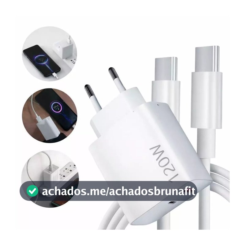 Carregador Turbo 120w Fonte Usb Carregador + cabo Ultra Rápido 120w Usb C Turbo