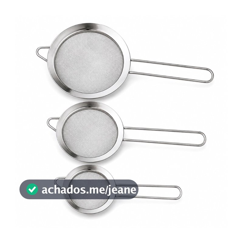 Kit 3 Peneiras Coador Aço Inoxidável Para Cozinha 8cm 10cm 12cm Peneira de Cozinha