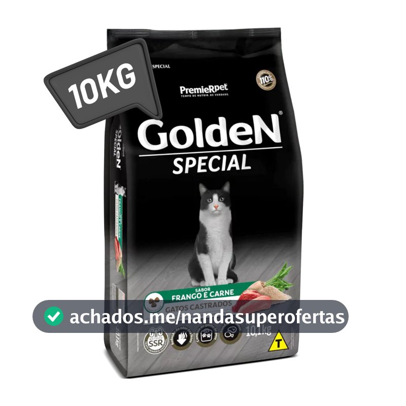 Ração Golden Gatos Castrados 10kg Frango e Carne