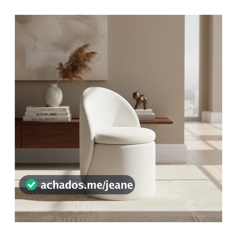 Pufe Banco Baú Sala E Quarto Encosto Boucle Flat Interiores