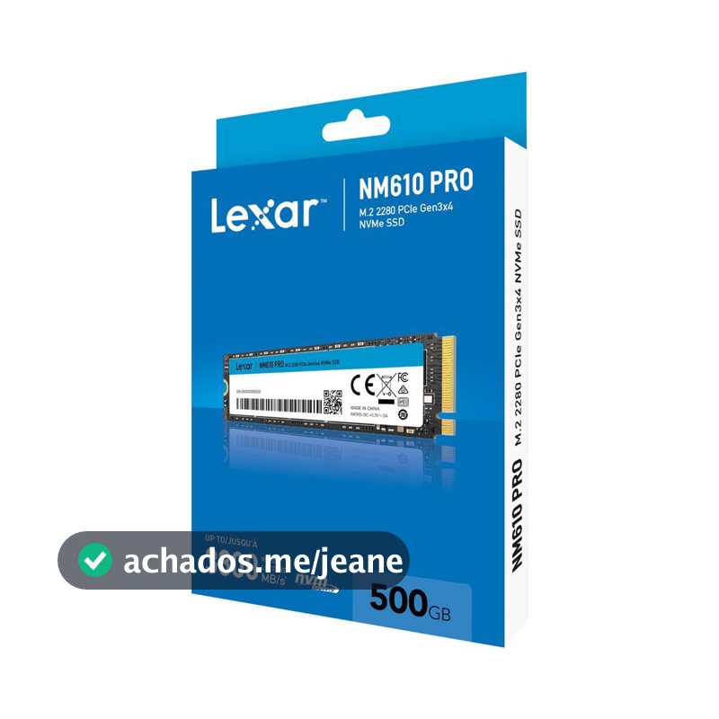 SSD Lexar NVMe 500GB NM610 M.2 2280 PCIe GEN 3 X4 Leitura 3000MB/s Gravacao 1700MB/s - LNM610P500G-RNNNG