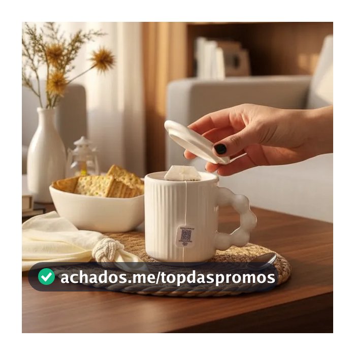 Caneca Chá 350ml Com Tampa Cerâmica Colorida Estilo Lyor