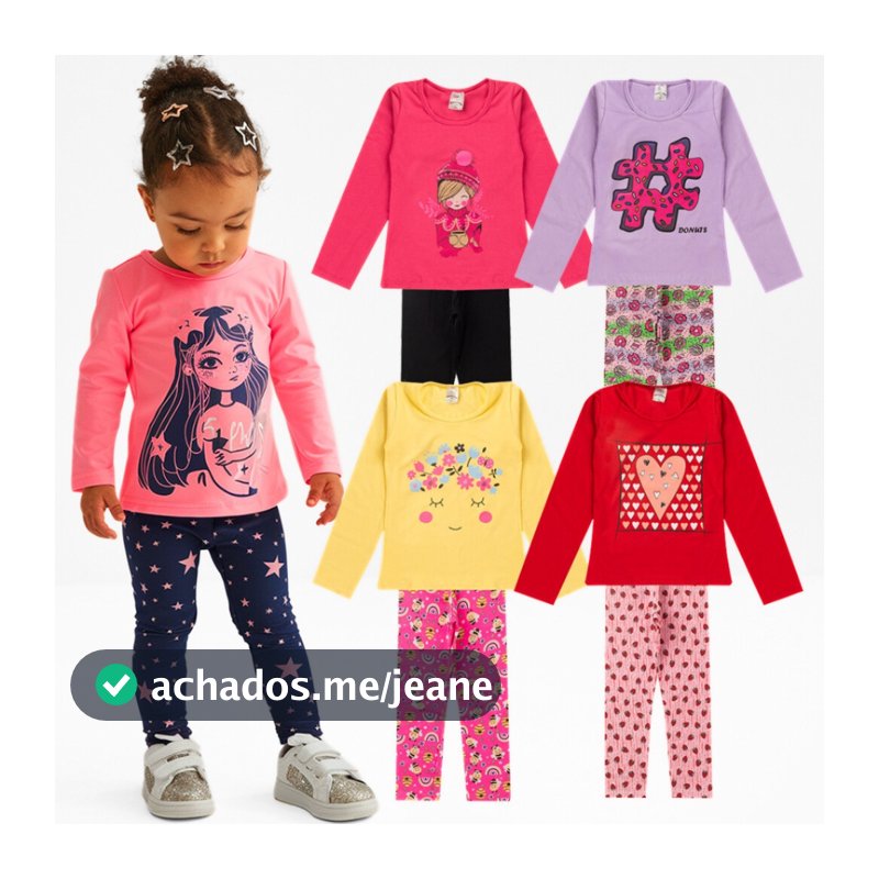 Kit 6 Peças Conjunto Infantil Menina Feminino Meia Estação Frio Inverno