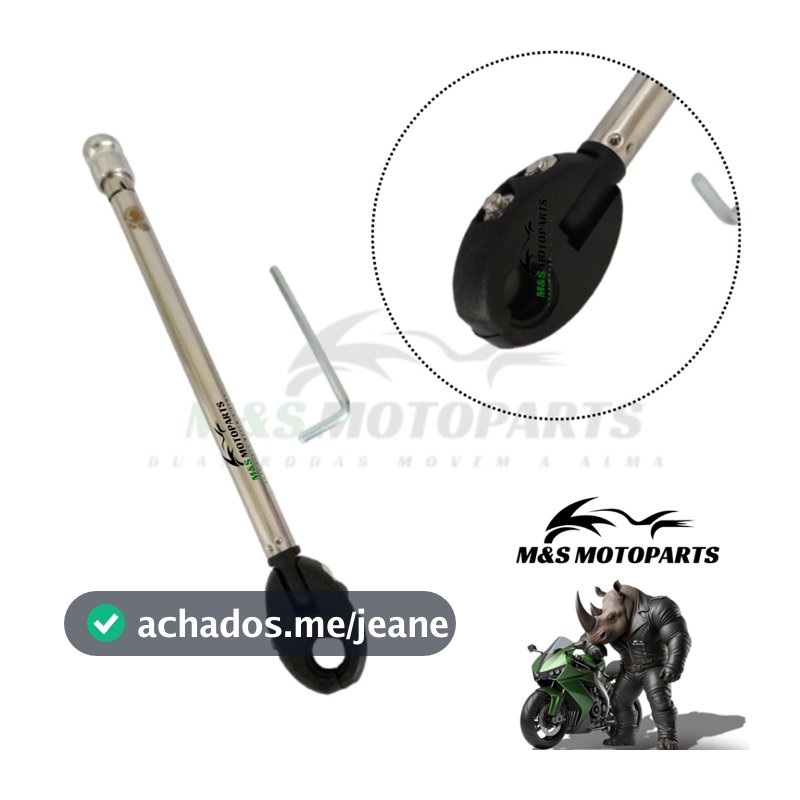 Antena Corta Linha Pipa Moto Anti Cerol ABS Retrovisor 6 Estágios 10MM - Cromada