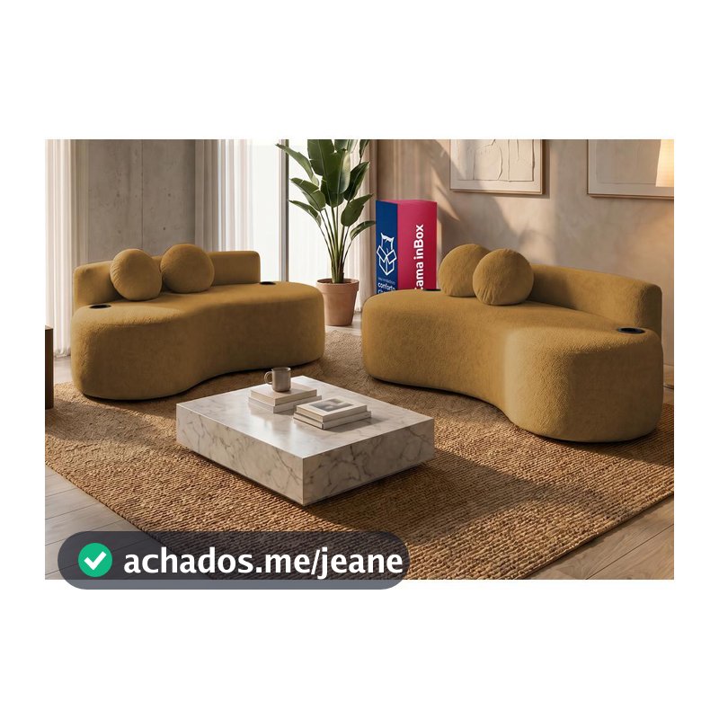 Conjunto de Sofá 3 e 2 Lugares Veda. Xpand Tech Tecido bouclê Cama inBox