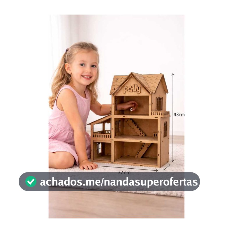 Casinha Casa Boneca MDF Cru Premium 43x37 Grande Diversão Educativa
