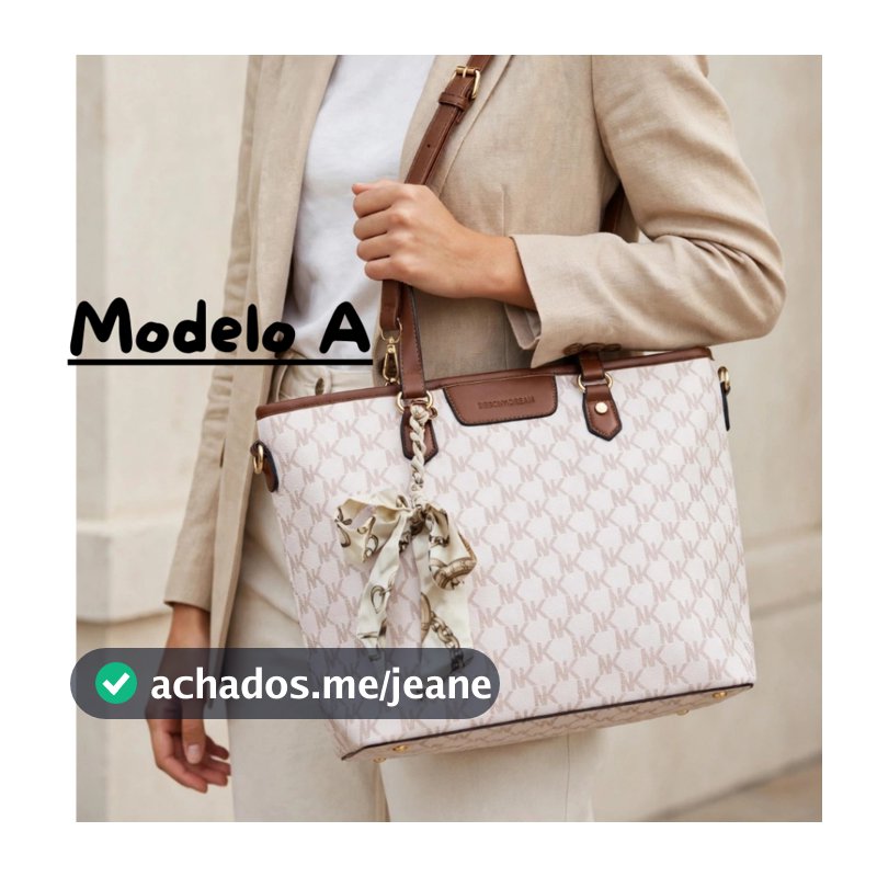 Bolsa Feminina Monograma Estruturada Tote Couro Sintético Transversal Crossbody Luxo Estampada Hobo